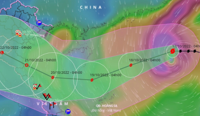 Dự báo đường đi của bão Nesat trên Biển Đông trong những ngày tới. Ảnh: VNDMS.