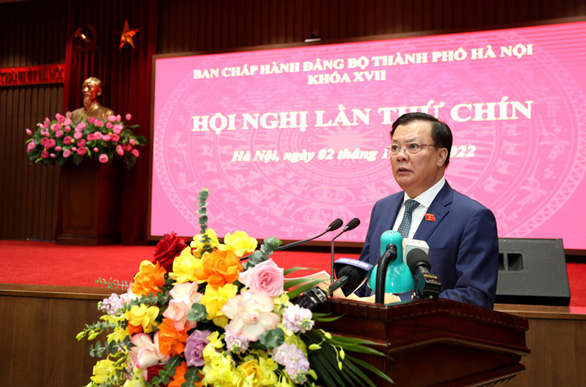   Bí thư Thành ủy Hà Nội phát biểu tại hội nghị sáng 2-11 - Ảnh: Cổng thông tin giao tiếp điện từ TP Hà Nội  