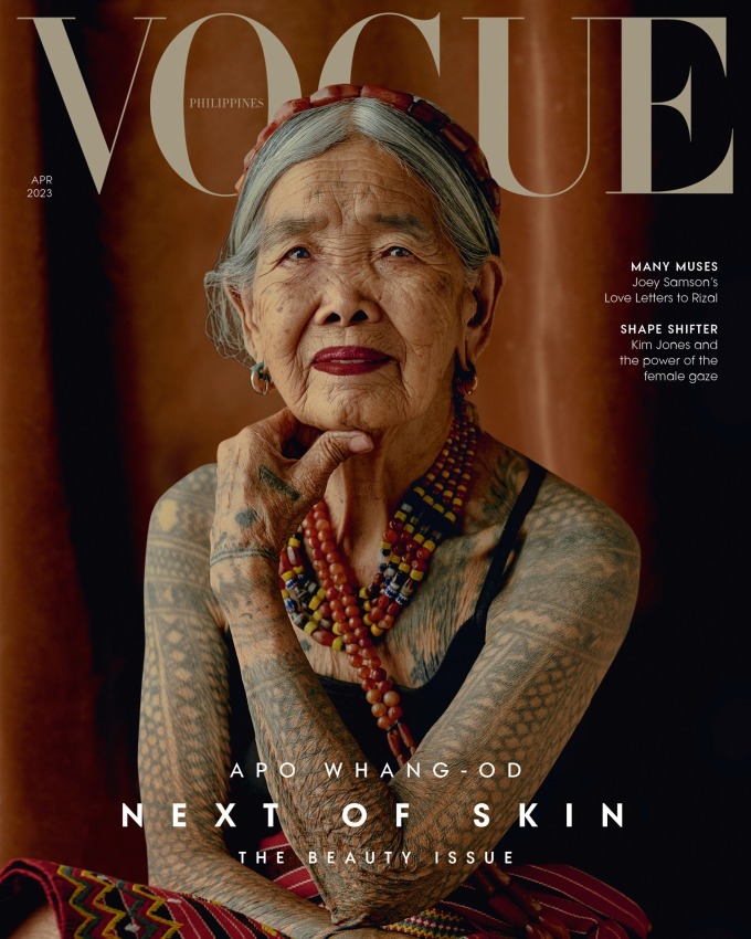   Nghệ nhân xăm Apo Whang-Od trên bìa Vogue Philippines. Ảnh: Vogue  