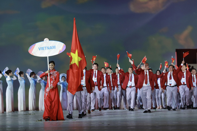 Đoàn Việt Nam tham dự SEA Games 32 với mục tiêu nằm trong Top 3 tổng sắp huy chương. Ảnh: TCTDTT
