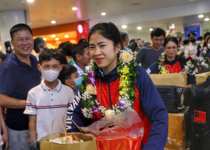 Thanh Nhã, tuyển thủ ghi bàn ấn định chiến thắng cho Đội tuyển Nữ Việt Nam trong trận chung kết với Myanmar. (Ảnh: Tuấn Đức/TTXVN)