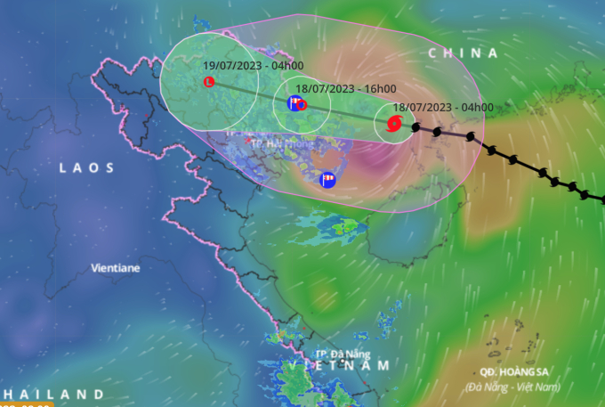 Dự báo hướng đi của bão số 1. Ảnh: Hệ thống giám sát thiên tai Việt Nam