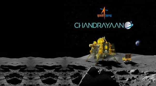   Mô phỏng trạm đổ bộ Vikram và robot Pragyan trong nhiệm vụ Mặt Trăng Chandrayaan-3. Ảnh: ISRO  