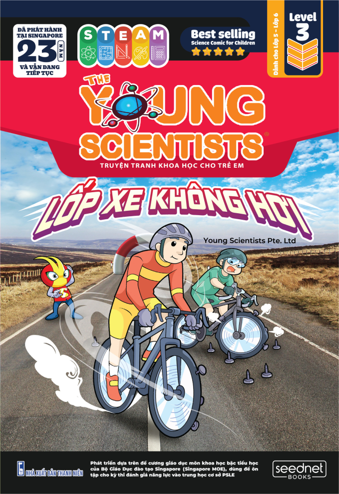 Bìa “The Young Scientists – Truyện tranh khoa học cho trẻ em” vừa phát hành tại Việt Nam.
