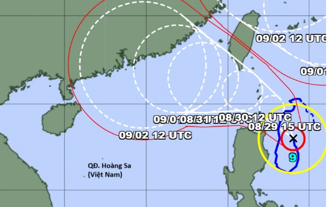   Mô hình của Nhật Bản cho dự báo bão Saola khả năng vào Biển Đông trong ngày 31/8 (Ảnh: JMA).  