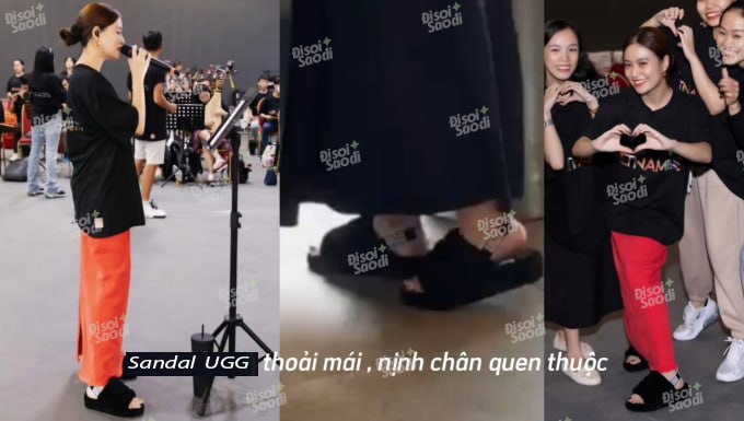 Đôi dép trong clip từng được Hoàng Thùy Linh mang ở những buổi tập luyện cho Vietnamese Concert