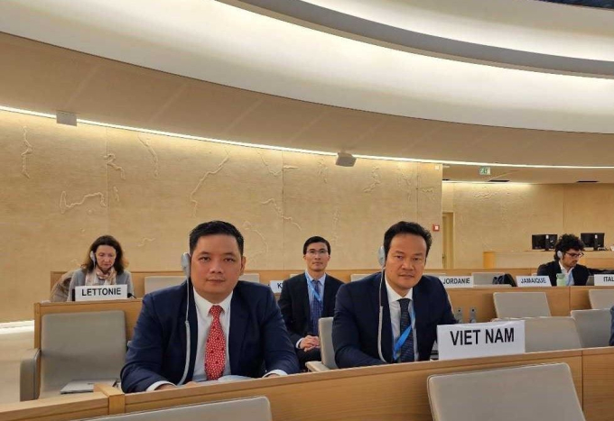 Phái đoàn Việt Nam tại khóa họp của Hội đồng Nhân quyền LHQ. Ảnh: TTXVN phát