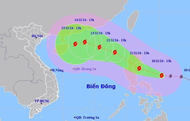   Vị trí và đường đi của bão TORAJI  