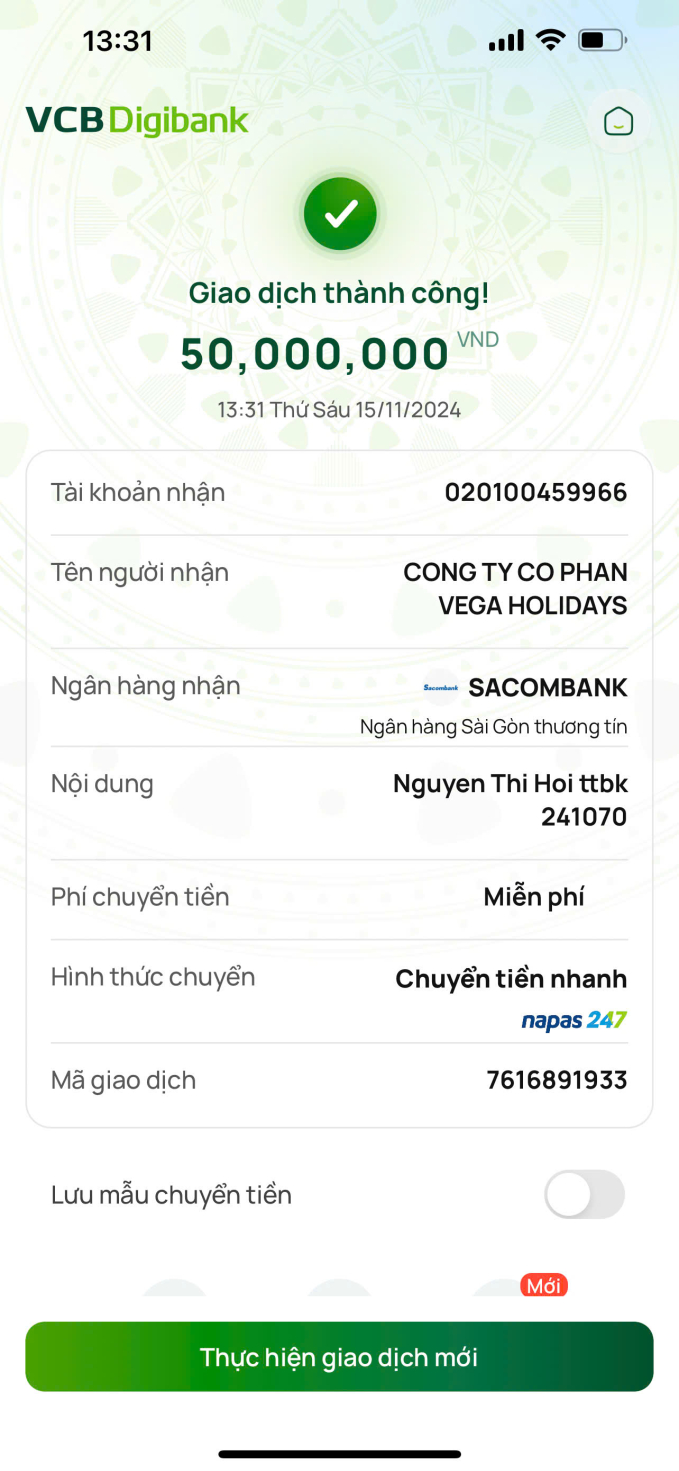 Bà H. tố nhân viên Cty Vega Holidays tư vấn thiếu trung thực và thao túng tâm lý người già khiến tâm trí bà rất rối, thậm chí còn 