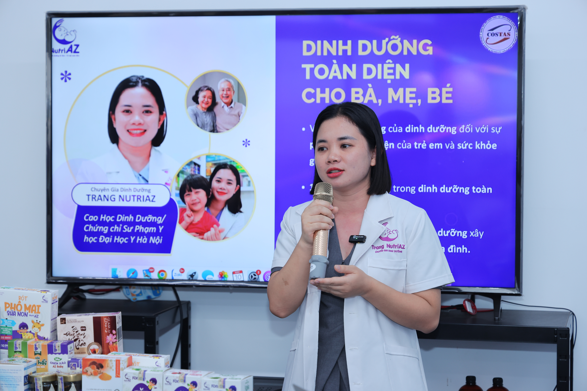 Ths Trần Hải Trang, chuyên gia dinh dưỡng trình bày các giải pháp dinh dưỡng, các sản phẩm giúp phát triển toàn diện.