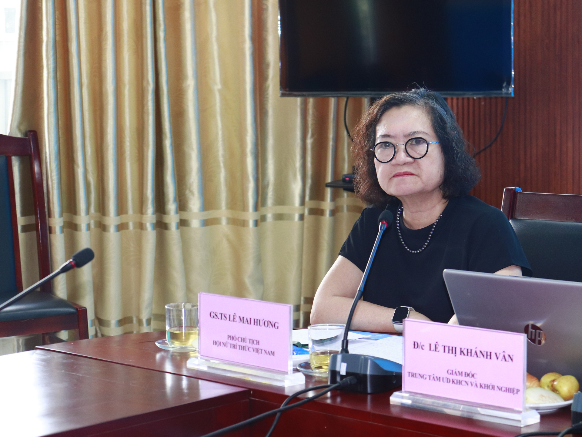 GS.TS. Lê Mai Hương, PCT Hội Nữ trí thức Việt Nam ghi nhận và đánh giá cao những ý kiến đóng góp của các đại biểu tại tọa đàm.