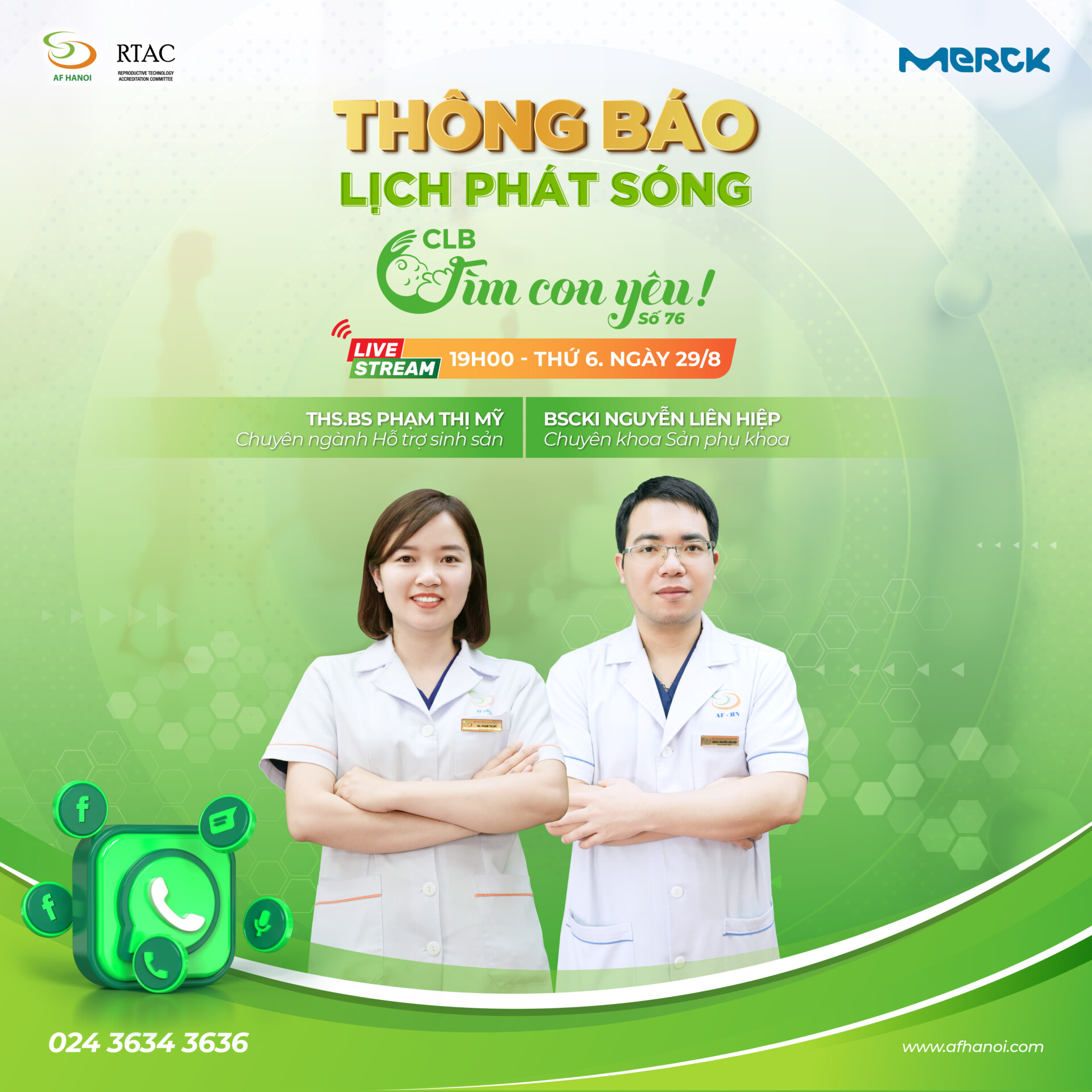 Chương trình có sự tham gia tư vấn của các bác sĩ giàu kinh nghiệm, các chuyên gia hàng đầu trong lĩnh vực sức khỏe sinh sản như: Thạc sĩ, Bác sĩ: Phạm Thị Mỹ – Chuyên ngành Hỗ trợ sinh sản; Bác sĩ Chuyên khoa I: Nguyễn Liên Hiệp – Chuyên khoa Sản phụ khoa.