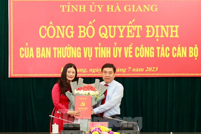 Quyền Bí thư Tỉnh ủy Nguyễn Mạnh Dũng trao quyết định cho bà Vương Ngọc Hà