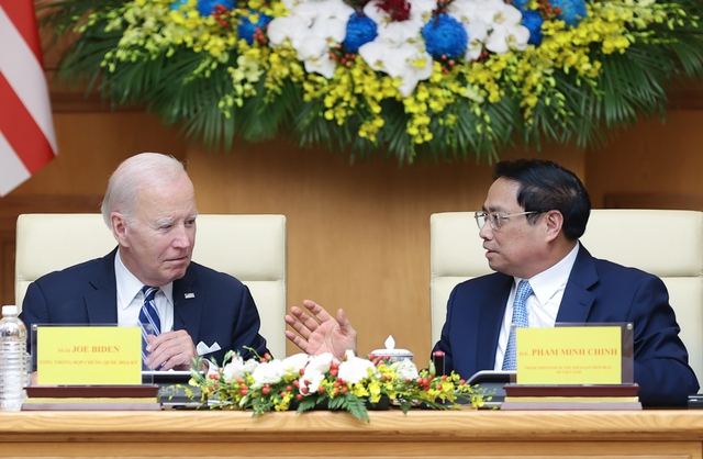 Thủ tướng Phạm Minh Chính: Tôi và Ngài Tổng thống đã thống nhất đưa công nghệ, đổi mới sáng tạo và đầu tư thực sự trở thành trụ cột mới của quan hệ Đối tác chiến lược toàn diện Việt Nam - Hoa Kỳ - Ảnh: VGP/Nhật Bắc