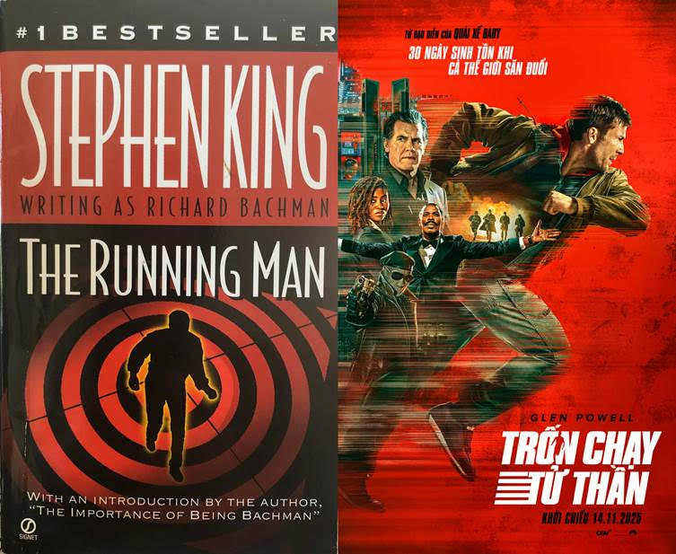  Bìa truyện xuất bản năm 1982 của Stephen King (trái) và poster Trốn Chạy Tử Thần 2025 (phải)