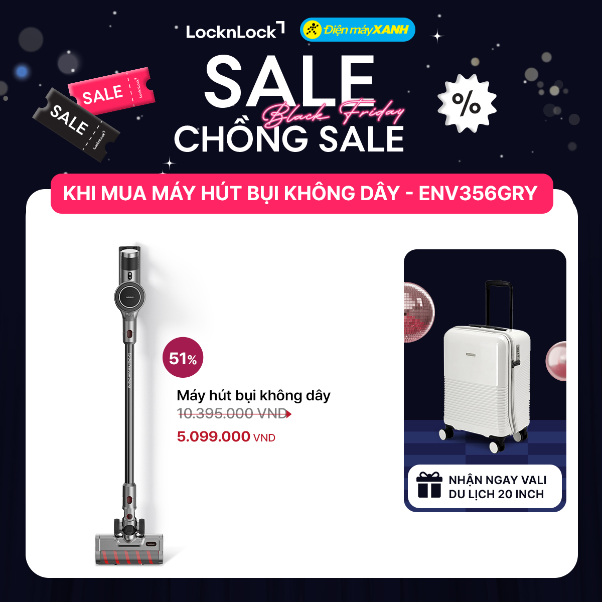 Báo động sale kép! LocknLock giảm tới 50%++ trong tháng 11 – Mua máy hút bụi, nhận vali thời trang cao cấp, săn deal Black Friday siêu hời!