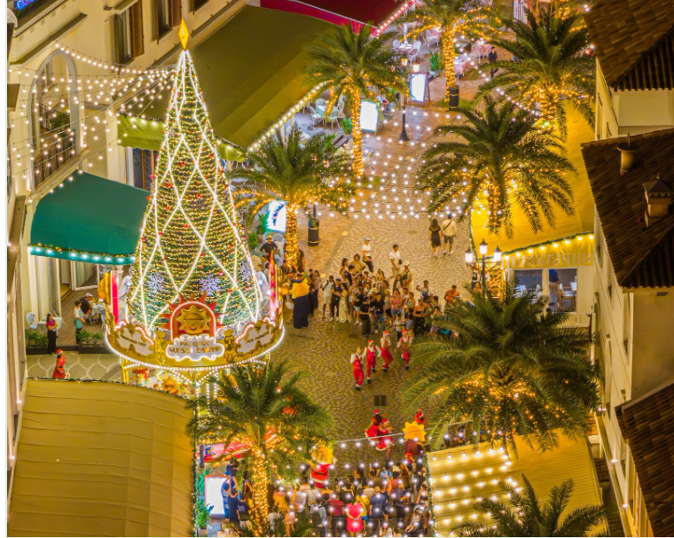 Cây thông Noel khổng lồ trở thành tâm điểm thu hút du khách