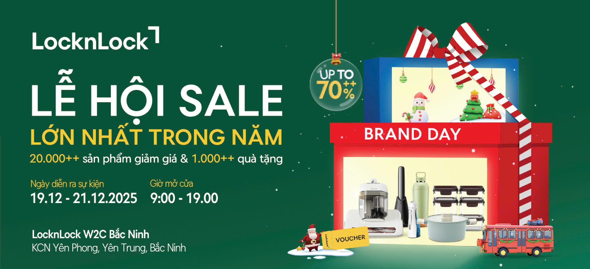 Cực HOT: LocknLock tung nghìn deal bùng cháy, giảm đến 70% tại Ngày thương hiệu W2C Bắc Ninh