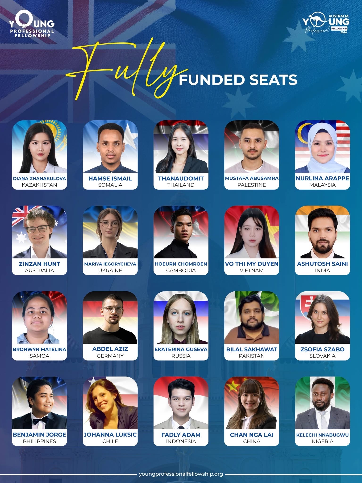Top 20 chuyên gia trẻ xuất sắc đến từ các nước trên thế giới nhận được học bổng toàn phần của Young Professional Fellowship 2026