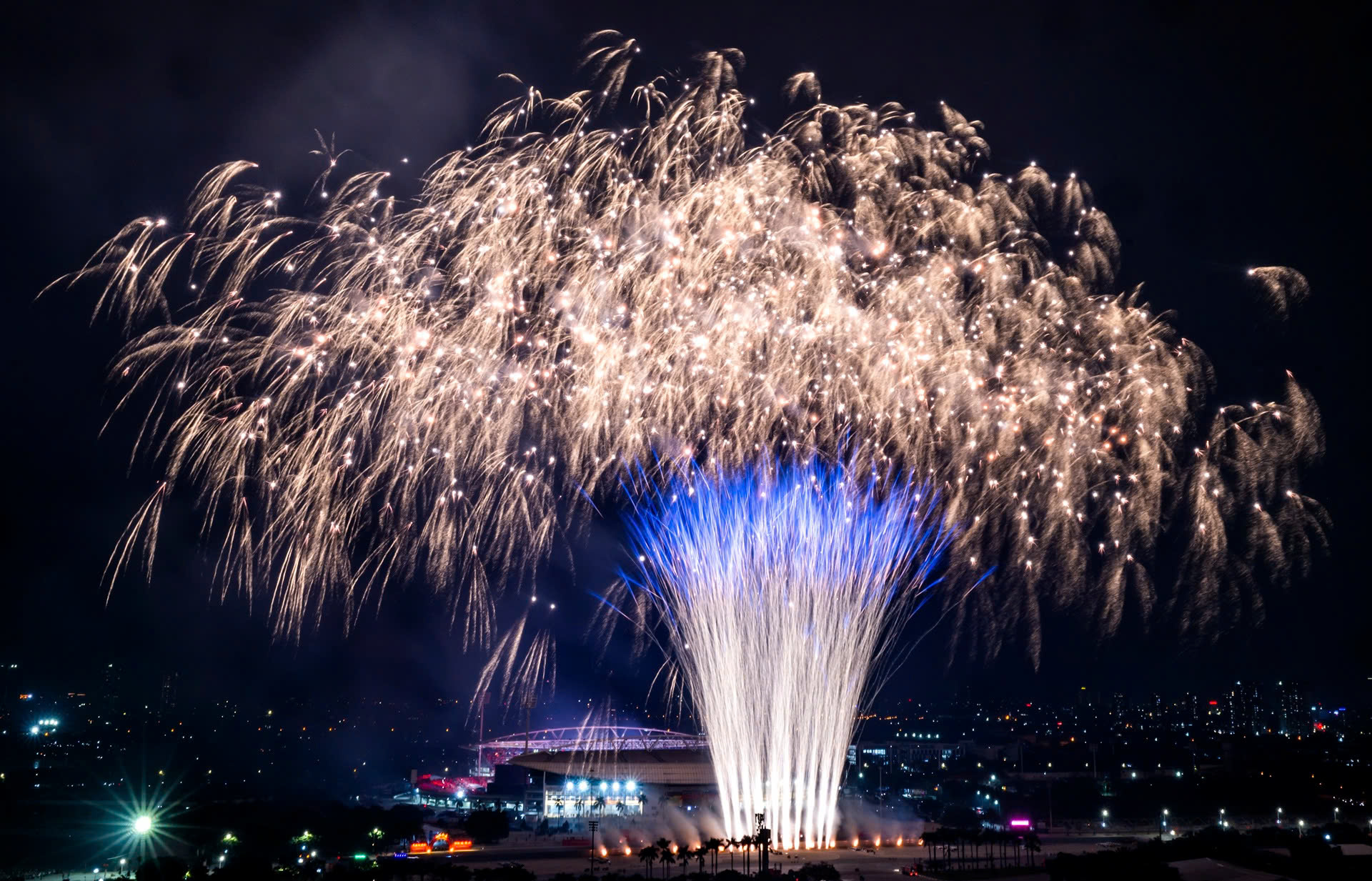 Hình tượng cây tre Việt Nam – một trong những màn pháo hoa “gây sốt” sau sự kiện. Ảnh: Ánh Dương.