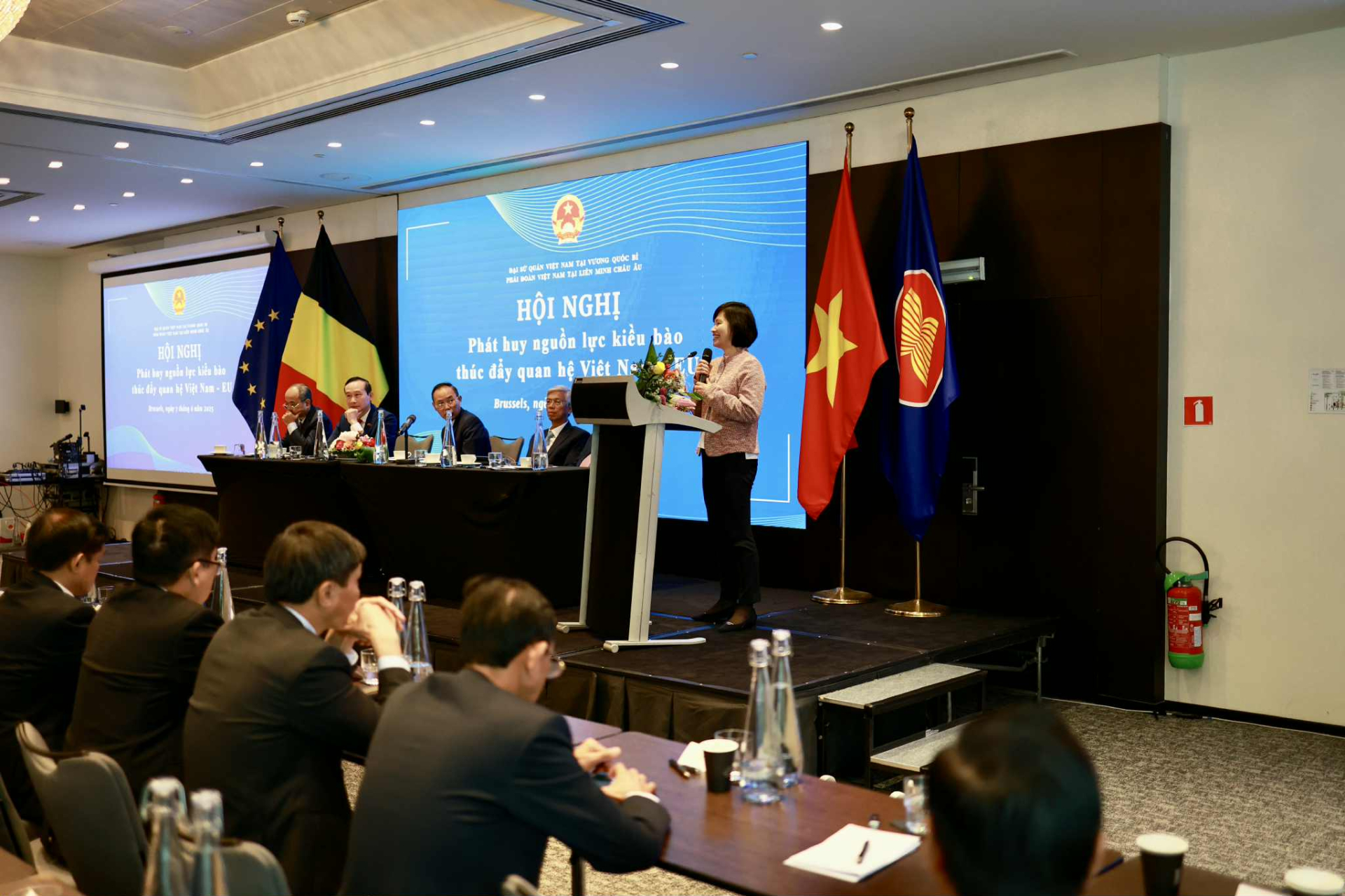 TS Nguyễn Thanh Phương phát biểu tại Hội nghị Phát huy nguồn lực kiều bào- Thúc đẩy quan hệ Việt Nam- EU tháng 6 năm 2025