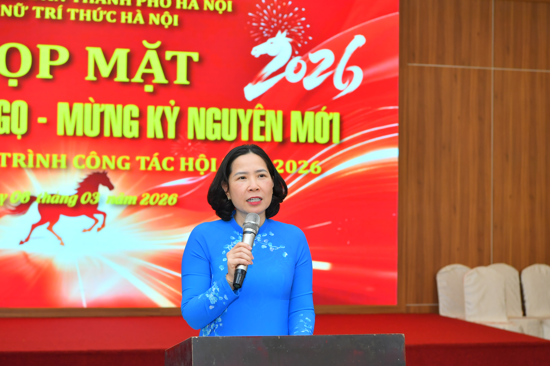 Bà Lê Kim Anh, Phó Chủ tịch Ủy ban MTTQ Việt Nam TP Hà Nội, Chủ tịch Hội Liên hiệp Phụ nữ TP Hà Nội phát biểu tại sự kiện.