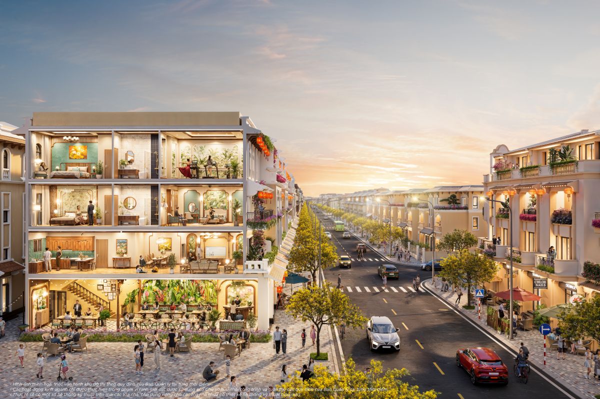 Với diện tích khoảng 100 m², mặt tiền rộng, nhà phố Boulevard Prime được quy hoạch tối ưu cho khai thác thương mại