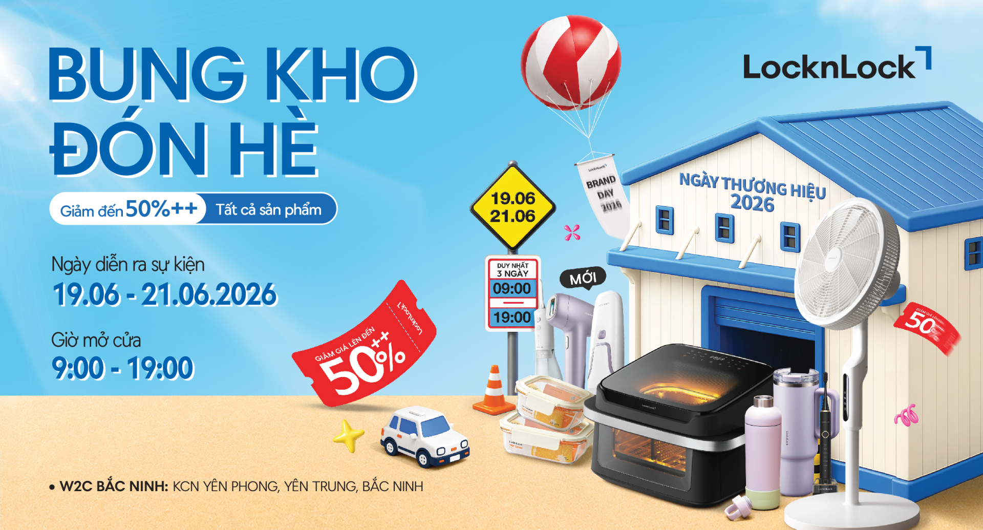 Cùng LocknLock “bung kho đón hè” tại W2C Bắc Ninh: Hơn 100.000 sản phẩm giảm tới 50%++