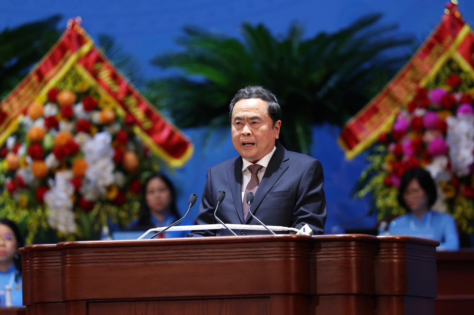 Ủy viên Bộ Chính trị, Chủ tịch Quốc hội Trần Thanh Mẫn phát biểu chỉ đạo Đại hội.