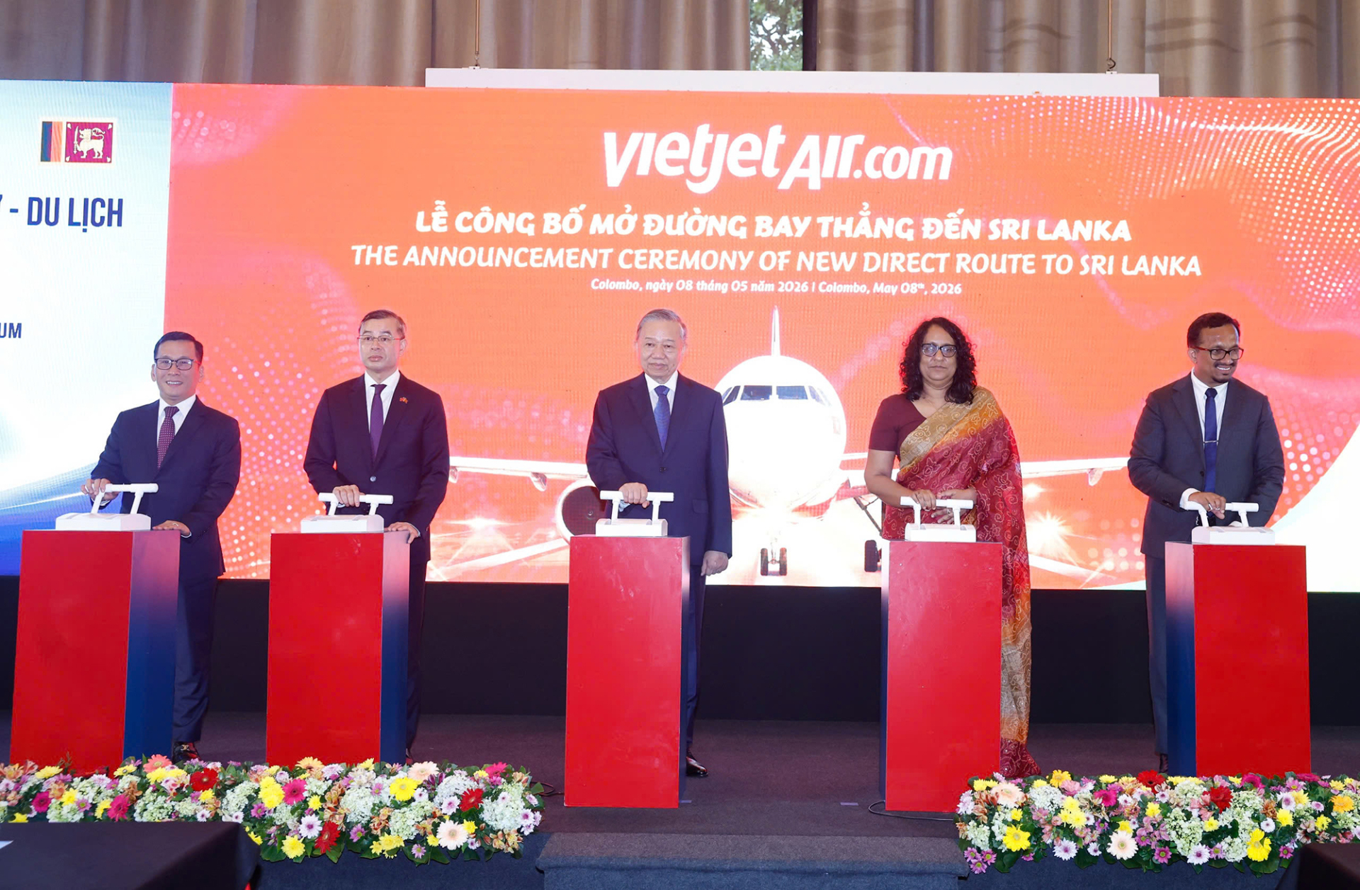 Vietjet chính thức công bố đường bay thẳng giữa TP.Hồ Chí Minh và Colombo trước sự chứng kiến của Tổng Bí thư, Chủ tịch nước Tô Lâm và Thủ tướng Sri Lanka Harini Amarasuriya