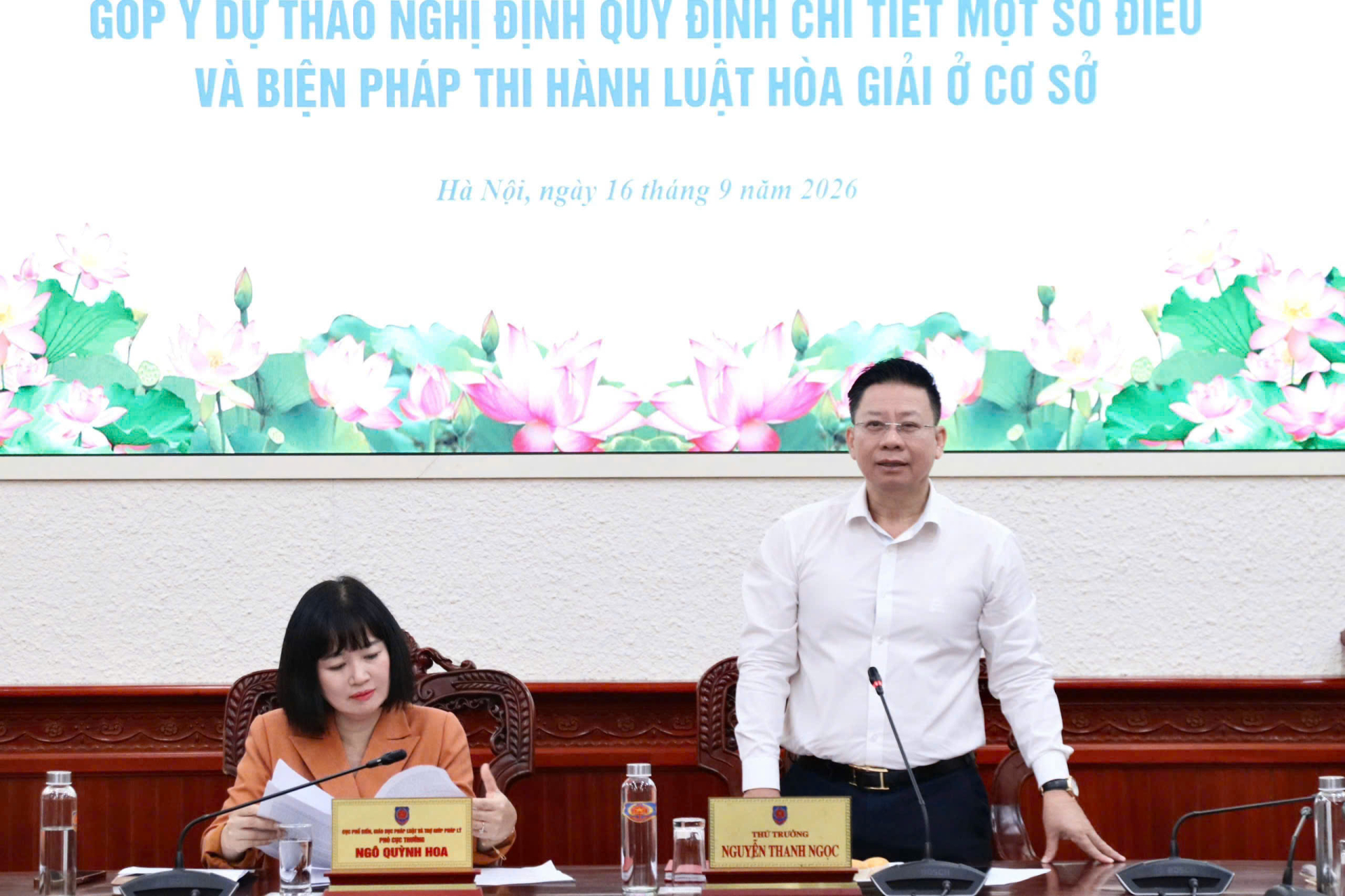 Thứ trưởng Bộ Tư pháp Nguyễn Thanh Ngọc phát biểu khai mạc Hội thảo.