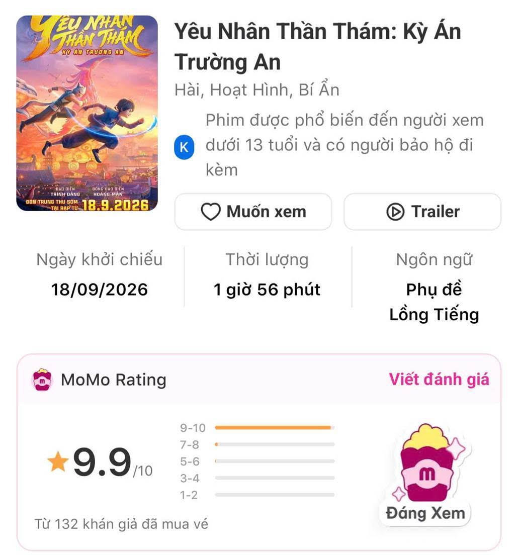 “Yêu Nhân Thần Thám: Kỳ Án Trường An” nhận số điểm 9.9/10 từ hơn 130 khán giả