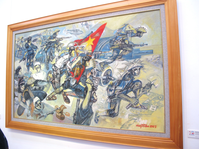 “Tổng công kích” - tranh sơn dầu của họa sĩ Huy Toàn.