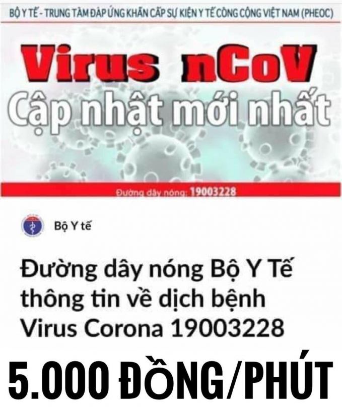 Đường dây nóng về virus Corona của Bộ Y tế tính cước quá cao