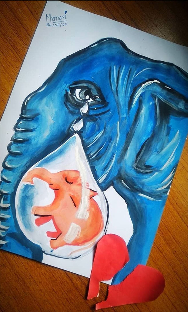 Vụ voi mẹ mang thai chết vì ăn phải dứa nhét thuốc nổ, cộng đồng mạng chia sẻ những bức vẽ đầy cảm xúc