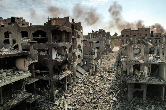 Một khu vực ở Gaza bị phá hủy do các đợt không kích. Ảnh: AFP