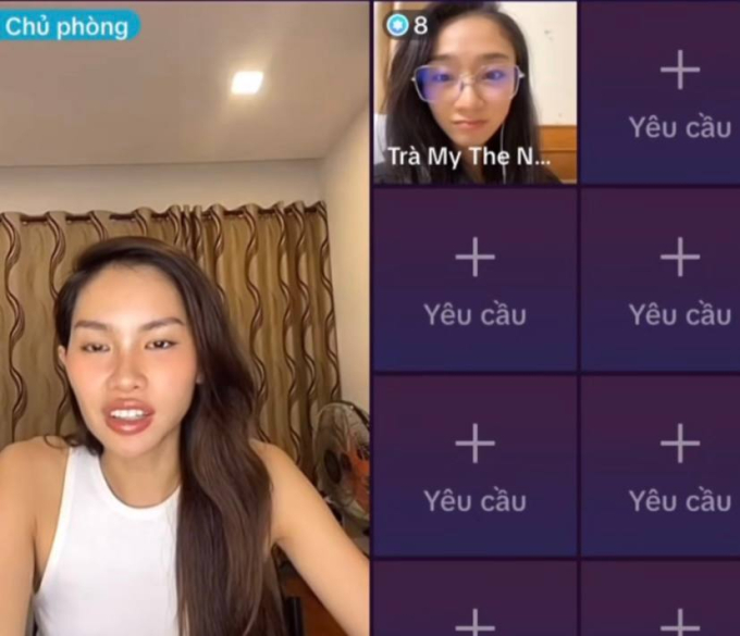   Trà My (áo đen) chia sẻ khi livestream cùng Khloé (áo trắng). Cả 2 thí sinh thuộc team mentor Hương Giang. (Nguồn: anhanh)  