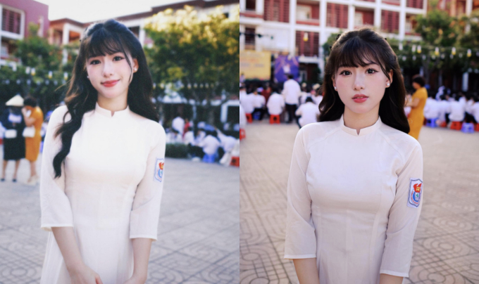 Nữ sinh diện áo dài được truy lùng nhiều nhất ngày khai giảng: Học trường top đầu miền Trung, profile gây bất ngờ 
