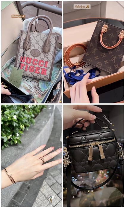 Không khó để bắt gặp những khoảnh khắc khoe đồ hiệu trên Instagram của bạn gái Tuấn Tài