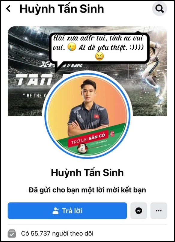 Tấn Sinh add Facebook Trâm Phạm