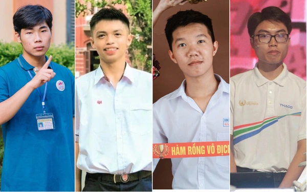 Từ trái sang phải là Nguyễn Việt Thành, Nguyễn Minh Triết, Lê Xuân Mạnh và Nguyễn Trọng Thành - 4 thí sinh góp mặt trong Chung kết năm Olympia 2023