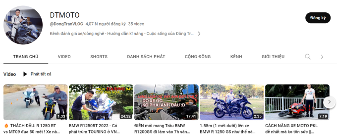 Kênh Youtube của thầy dạy lái motor cho Ngọc Trinh