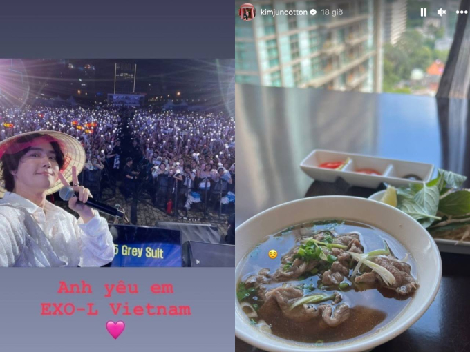 Khoảnh khắc tương tác và bày tỏ tình cảm với fan và ẩm thực Việt của Suho được người hâm mộ chia sẻ nhiều trên mạng xã hội.