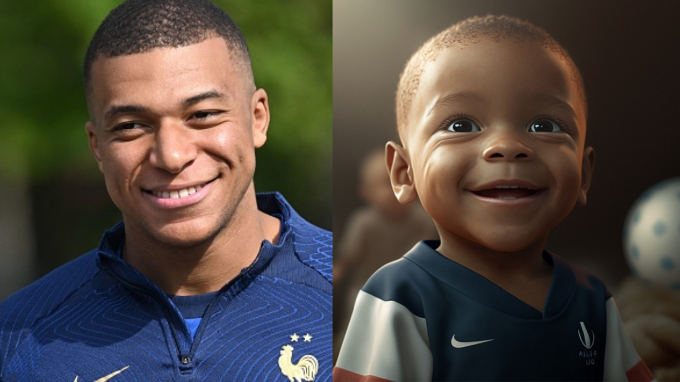 Nụ cười tương đồng của 2 phiên bản Mbappe