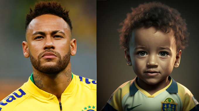 Nhìn vào cậu bé bên phải, chúng ta dễ dàng nhận ra ngôi sao Neymar