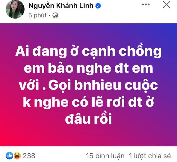 Vợ Bùi Tiến Dũng lên mạng tìm chồng