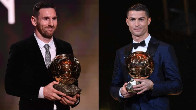 Messi và Ronaldo là 2 cầu thủ giành được nhiều danh hiệu Quả bóng vàng nhất lịch sử