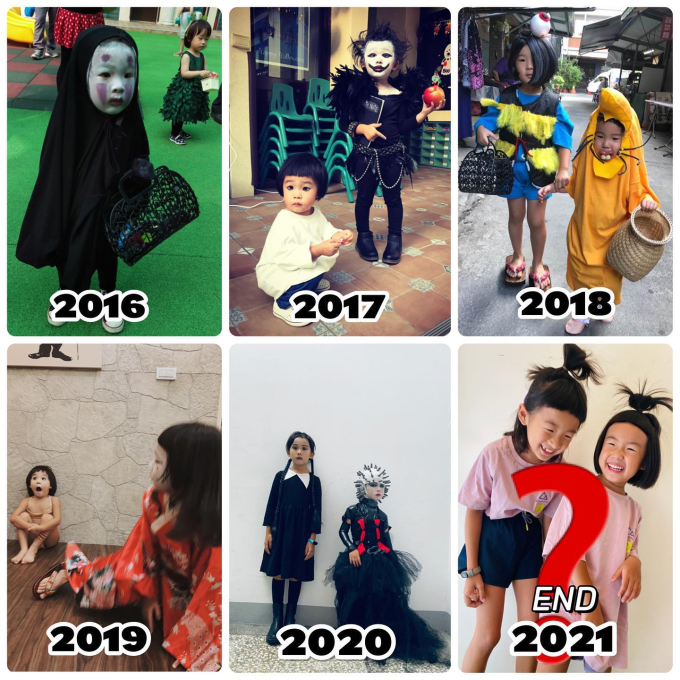 Những năm vừa qua, cô bé cùng em gái vẫn được mẹ đầu tư cho nhiều màn hóa trang Halloween độc đáo