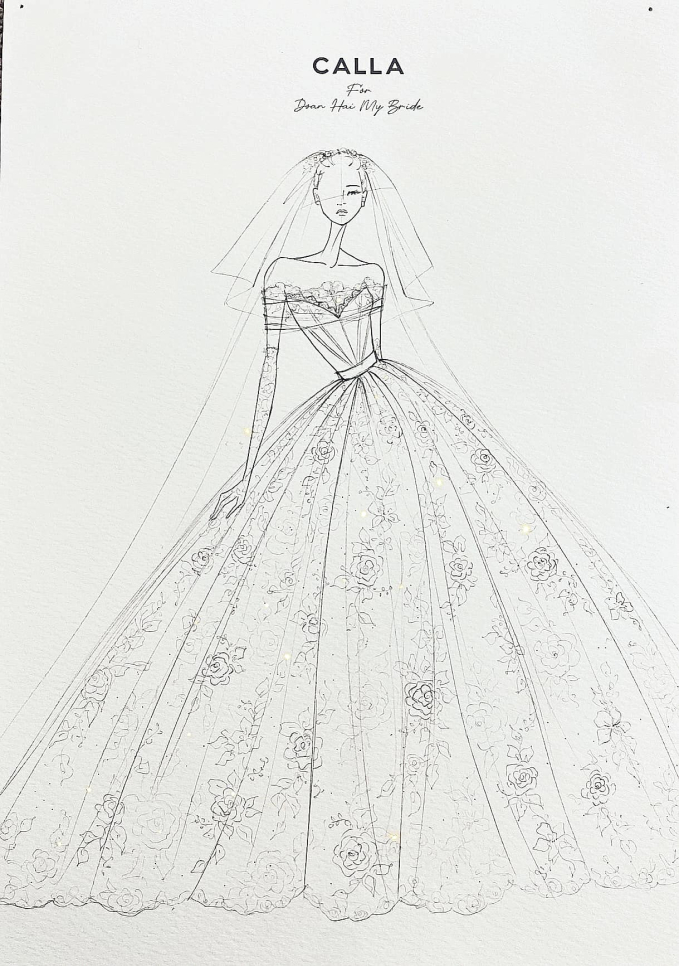Thiết kế mẫu váy cưới của Doãn Hải My (Ảnh: Calla)