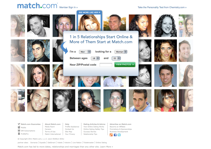 Hình ảnh của trang web Match.com - website được xem là khởi đầu của xu hướng hẹn hò online được biết đến từ năm 1995